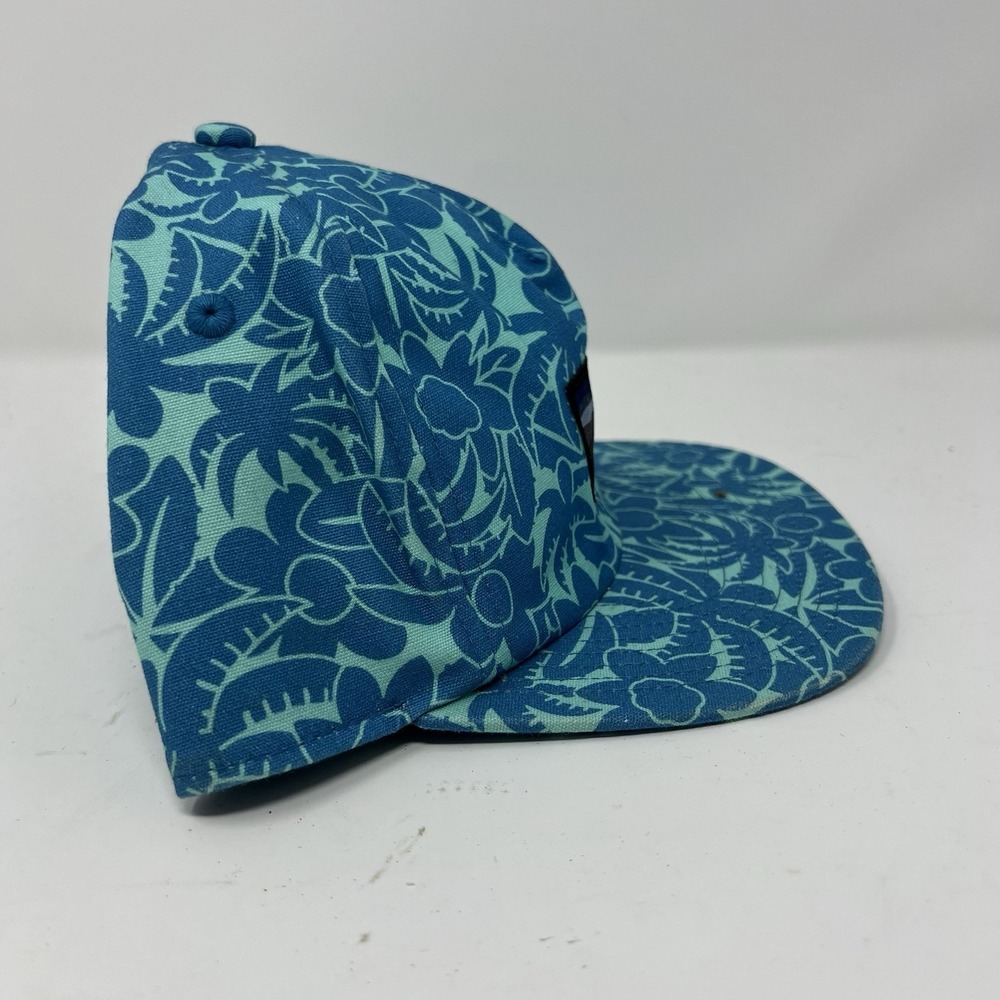 Patagonia Hat Cap Snapback Blue Floral Palm Mens NetPlus Organic Cotton Tropical - Picture 4 of 11